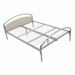 LIT SIMPLE THÉLIA TÊTE PANNEAU SOMMIER TREILLIS 140X90CM ALU/PIN CRÈME - MANUTAN COLLECTIVITÉS