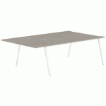 PACK RECTANGULAIRE 3 POSTES GARY PIED BLANC PLATEAU CHÊNE GRIS - MBA