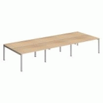 PÔLE 6 BUREAUX L 420 CM PLATEAUX CHÊNE, PIÈTEMENT MÉTAL ALUMINIUM - TEAM LINE