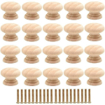 BOUTONS DE PORTE BOIS 20 PIÈCES POIGNÉE MEUBLES BOIS BOUTON DE MEUBLE BOIS POIGNEE DE MEUBLE BOUTONS DE PORTES POUR PLACARDS ROND BOUTON DE TIROIR