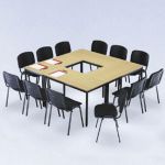 PACK 4 TABLES MODULAIRES - DOMINOS - RECTANGLE 120 X 60 CM - HÊTRE - PIEDS NOIR + 12 CHAISES FIRST NOIRES