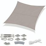 SEKEY - VOILE D'OMBRAGE PES AVEC KIT DE MONTAGE 3×3M, TAUPE