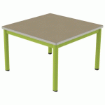 TABLE CARÉLIE MOB 80X80 T2 STR POLY. HÊTRE MIEL BEIG/VERT AC - MOBIDECOR