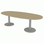 TABLE DE RÉUNION PLATEAU OVALE L.240 CHÊNE 2 PIEDS - QUADRIFOGLIO