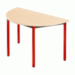 TABLE MODULAIRE DOMINO 1/2 ROND - L. 120 X P. 60 CM - PLATEAU ERABLE - PIEDS ROUGES