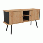 BAHUT LUMYA L 143,5 X P 40 X H 75 CM PIED MÉTAL NOIR 2 PORTES CHÊNE NATUREL