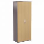 MEUBLE HAUT ACTIVITY 2 PORTES HAUTES - H. 180 X L. 80 X P. 45 CM - CORPS ANTHRACITE - COLORIS DES PORTES : POIRIER.