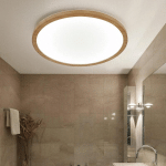 PLAFONNIER SALLE DE BAIN ASPECT BOIS CLAIR LAMPE DE SALON PLAFONNIER RÉTROÉCLAIRAGE LED, IP44, OPALE SATINÉE, 1X LED 24W 2300LM 3000K BLANC CHAUD,