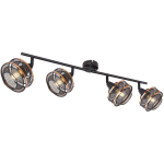 SPOT DE PLAFOND, LAMPE DE SALON, BANDE DE SPOTS, PLAFONNIER, SPOT, SPOTS ORIENTABLES, MÉTAL, COULEUR OR NOIR, DESIGN GRILLE, 4X E14, LXLXH 68X12X21,5