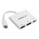 STARTECH.COM USB-C TO HDMI ADAPTER - WHITE - 4K 30HZ - THUNDERBOLT 3 COMPATIBLE - WITH POWER DELIVERY (USB PD) - USB C DONGLE (CDP2HDUACPW) - ADAPTATEUR VIDÉO - HDMI / USB - 60 MM