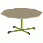 TABLE BANDANA OCT. Ø120 T3 PC STR POLY. HM. BEIGE/VERT AC - MOBIDECOR