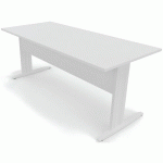 TABLE PIED L AVEC CARTER 180X80 CM BLANC/BLANC - EOL