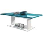 TABLE DE SALON TABLE BASSE D'APPOINT MONO BLANC, HAUTE BRILLANCE & TONS NATURELS - DESSUS EN TURQUOISE HAUTE BRILLANCE - DESSUS EN TURQUOISE HAUTE