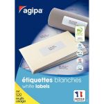 ÉTIQUETTES ADHESIVES BLANCHES MULTI-USAGES, 105 X 42 MM - 1400 ETIQUETTES PAR BOÎTE, 14 ETIQUETTES PAR FEUILLE (PAQUET 1400 UNITES)