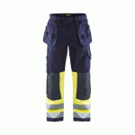 PANTALON DE TRAVAIL ARTISAN MULTINORMES MARIN JAUNE FLUO D124 - BLAKLADER