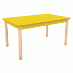 TABLE CLASSIK RECTANGULAIRE RÉGLABLE T0 À T3 - JAUNE/HÊTRE - MANUTAN COLLECTIVITÉS