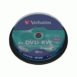 VERBATIM DATALIFEPLUS - DVD-RW X 10 - 4.7 GO - SUPPORT DE STOCKAGE