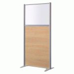 CLOISON B-ZEN SEMI VITRÉE BOIS H 160 X P 81 CM - HÊTRE PIED FIXE ALUMINIUM