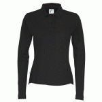 COTTOVER POLO PIQUE MANCHES LONGUES FEMME - CERTIFIÉ GOTS NOIR - TAILLE XXL