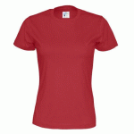 COTTOVER T-SHIRT COL ROND FEMME - CERTIFIÉ GOTS ROUGE - TAILLE XS