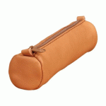 LOT DE 8 - TROUSSE EN CUIR AGE BAG PETITE RONDE 18,5XØ4 CM - TABAC