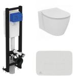 IDEAL STANDARD - PACK WC SUSPENDU COMPACT CONNECT SPACE + ABATTANT + PLAQUE RONDE + BATI SUPPORT - BLANC