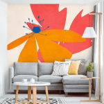 MURALE - FLORAL BEAUTY PINK AND ORANGE DIMENSION HXL: 240CM X 240CM MATÉRIEL: AUTOCOLLANT