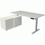BUREAU RÉGLABLE AVEC RANGEMENT MOVE 1 - ARGENT - GRIS CLAIR - KERKMANN