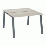 PÔLE DE 2 BUREAUX ECLA CHÊNE GRIS L 120 X P 60 CM PIÈTEMENT MÉTAL FINITION ANTHRACITE