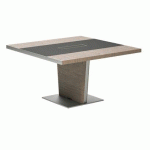 TABLE DE RÉUNION XENNON L.141 X P.140 CM - PLATEAU ORME ET CUIR ANTHRACITE