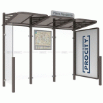 ABRI BUS CONVIVIALE 3 M VITRINE DR BARDAGE GAUC GRIS PROCITY - PROCITY