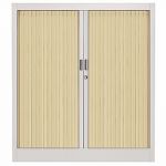 ARMOIRE MÉTAL CLASSTOUT COLOR - A RIDEAUX - L. 90 X  H. 100 CM - CORPS ALUMINIUM  - RIDEAUX HÊTRE