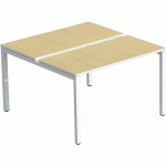 BUREAU DROIT BENCH 166X140CM PIED BLANC PLATEAU HÊTRE 2PERS. - PAPERFLOW