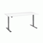 BUREAU RÉGLABLE EN HAUTEUR ÉLECTRIQUE ECLA ERGO L 160 X P 80 CM PIED GRIS ALUMINIUM / PLATEAU BLANC