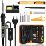 FER À SOUDER 80W KIT DE SOUDURE ELECTRONIQUE DE PRECISION NUMÉRIQUE FER A SOUDER TEMPÉRATURE RÉGLABLE 180-520°C VISIBLE, KIT STATION DE SOUDAGE AVEC