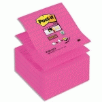 LOT DE 5 RECHARGES POST-IT ZNOTES SUPER STICKY FUCHSIA - 90 FEUILLES LIGNEES - 101X101 MM