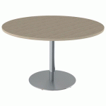 TABLE MENORCA Ø120 T6 - ÉP. 24 MM STRAT ABS CHÊNE B./CHROMÉ - MOBIDECOR