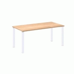 BUREAU DROIT EDEN L 160 X P 80 CM PLATEAU CHÊNE CLAIR PIÉTEMENT MÉTAL BLANC