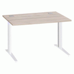 BUREAU DROIT L 120 CM EXCELLENS PIÈTEMENT MÉTAL PLUS CHÊNE GRIS / BLANC