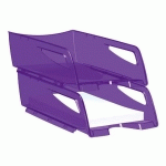 LOT DE 6 - CORBEILLE À COURRIER MAXI FORMAT CEP TENDANCE VIOLET TRANSLUCIDE