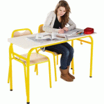LOT 15 TABLES ROMANE CHANTS PLAQUÉS 130 X 50 CM + 30 CHAISES ETUDE, T6, JAUNE - MANUTAN COLLECTIVITÉS