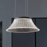 MARTINELLI LUCE SUSPENSION LED PLISSÉ, ABAT-JOUR GRAVÉ AU LASER