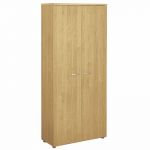 MEUBLE HAUT PORTES BATTANTES PRONTO COLOR - L.80 X 35 X H. 180,5 CM - FINITION AULNE - POIGNÉES ALUMINIUM