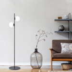 MILOOX BY SFORZIN LAMPADAIRE JUGEN GRIS À 2 LAMPES