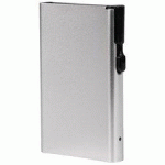 PORTE-CARTES AVEC BOUTON-POUSSOIR & RFID, ARGENT