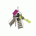 STRUCTURE FRIPOUNETTE MINI-GRIMPE - BOIS - SCELL - POLY - GRIS/PRUNE-WIKI CAT - MANUTAN COLLECTIVITÉS