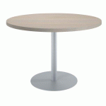 TABLE DE RÉUNION RONDE ECLA CHÊNE GRIS Ø 120 CM PIÉTEMENT ALUMINIUM