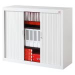 ARMOIRE MÉTAL STAPLES - A RIDEAUX - H.100 X L.120 CM - CORPS BLANC - RIDEAUX BLANC