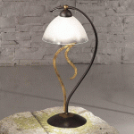 KÖGL LAMPE À POSER AMABILE ROUILLE-DORÉ ABAT-JOUR VERRE