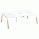 PÔLE DE 4 BUREAUX L 120 X P 80 CM, PIÉTEMENT BOIS MÉTAL BLANC - ARCH